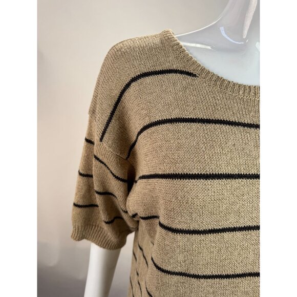 Jones New York Vintage 90s Striped Knit Sweater Dress Beige/Black W/ Orange & Pu - Picture 11 of 16